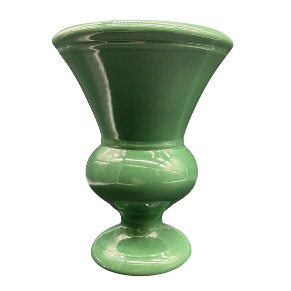 Vintage Haeger USA Forest Green Ceramic Pedestal Vase MCM Retro 8.5"H x 7"D - Picture 7 of 7